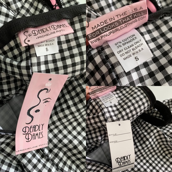 Deadly Dames Pin Up Dress Micheline Pitt Courtesan Swing Gingham S - Picture 13 of 13